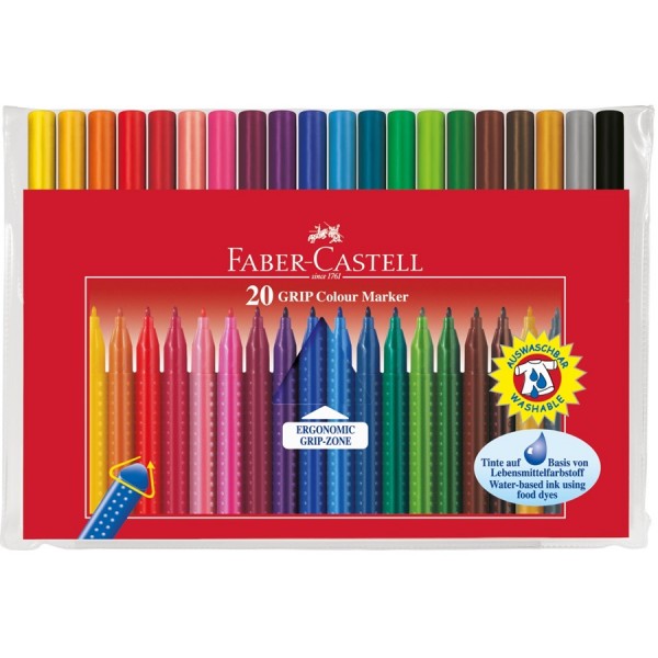 A.W. Faber-Castell Fasermaler Grip Colour 20er Etui