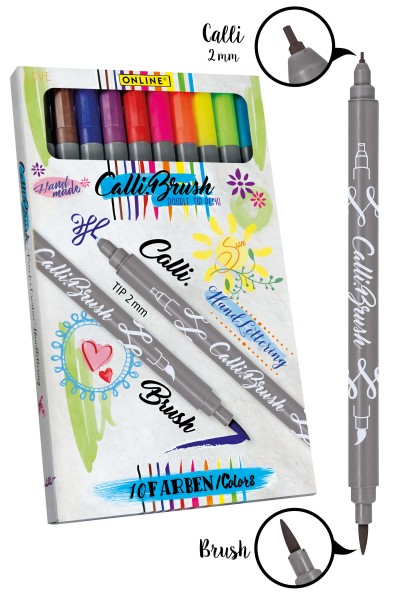 ONLINE Schreibgeräte Farbstifte "Calli.Brush" Calligraphie-Set 10 Farben