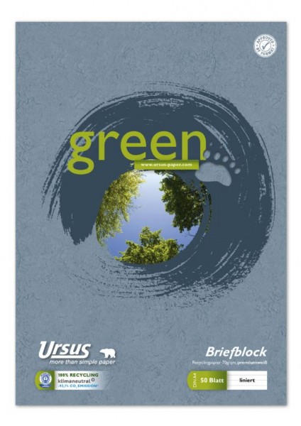Format Werk Briefblock Ursus® Green A4 liniert 50Blatt 70g/m² 9mm