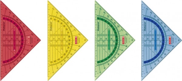 Baier & Schneider Geometrie-Dreieck 16cm bruchsicher mit Griff sortiert