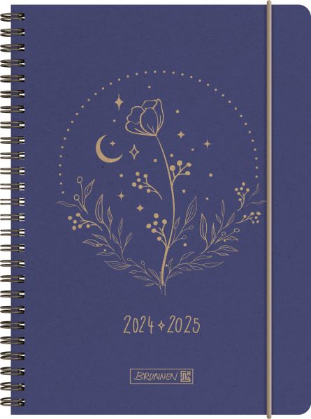 Baier & Schneider Schülerkalender 24/25 A5 2Seiten=1Woche "Moon Flower" Wire-O