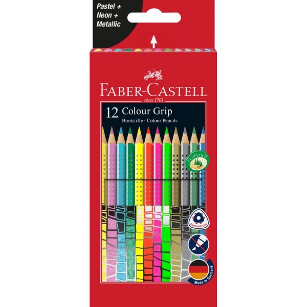 A.W. Faber-Castell Buntstift Colour GRIP 12er Pastell-Neon