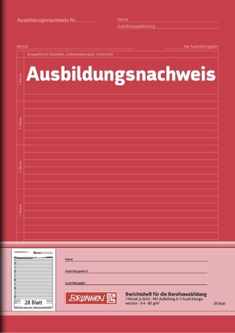 Baier & Schneider Ausbildungsnachweis-Heft A4 1Seite=1Monat