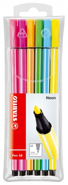 STABILO Fasermaler Pen 68 neon 6er-Etui