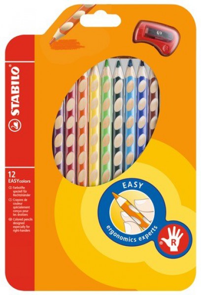Farbstifte 12er Etui STABILO Buntstifte Malstifte EASYcolors für Rechtshänder 