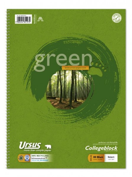 Format Werk Collegeblock Ursus® Green A4 liniert