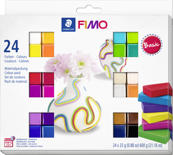 STAEDTLER Modelliermasse Fimo Basic 24 Farben 