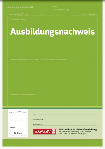 Baier & Schneider Ausbildungsnachweis-Block A4 W/M-Bericht
