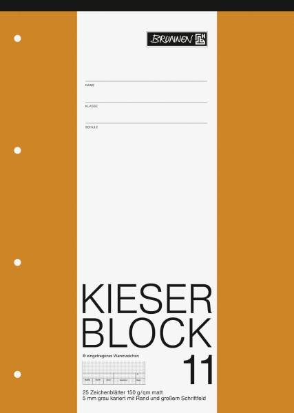 Baier & Schneider KIESER-Block A4 Zeichenblock kariert m.Schriftfeld