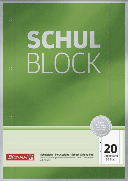 Baier & Schneider Schulblock A4 unliniert mit Doppelrand Premium