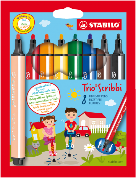 STABILO Fasermaler Trio Scribbi Etui 8 Farben